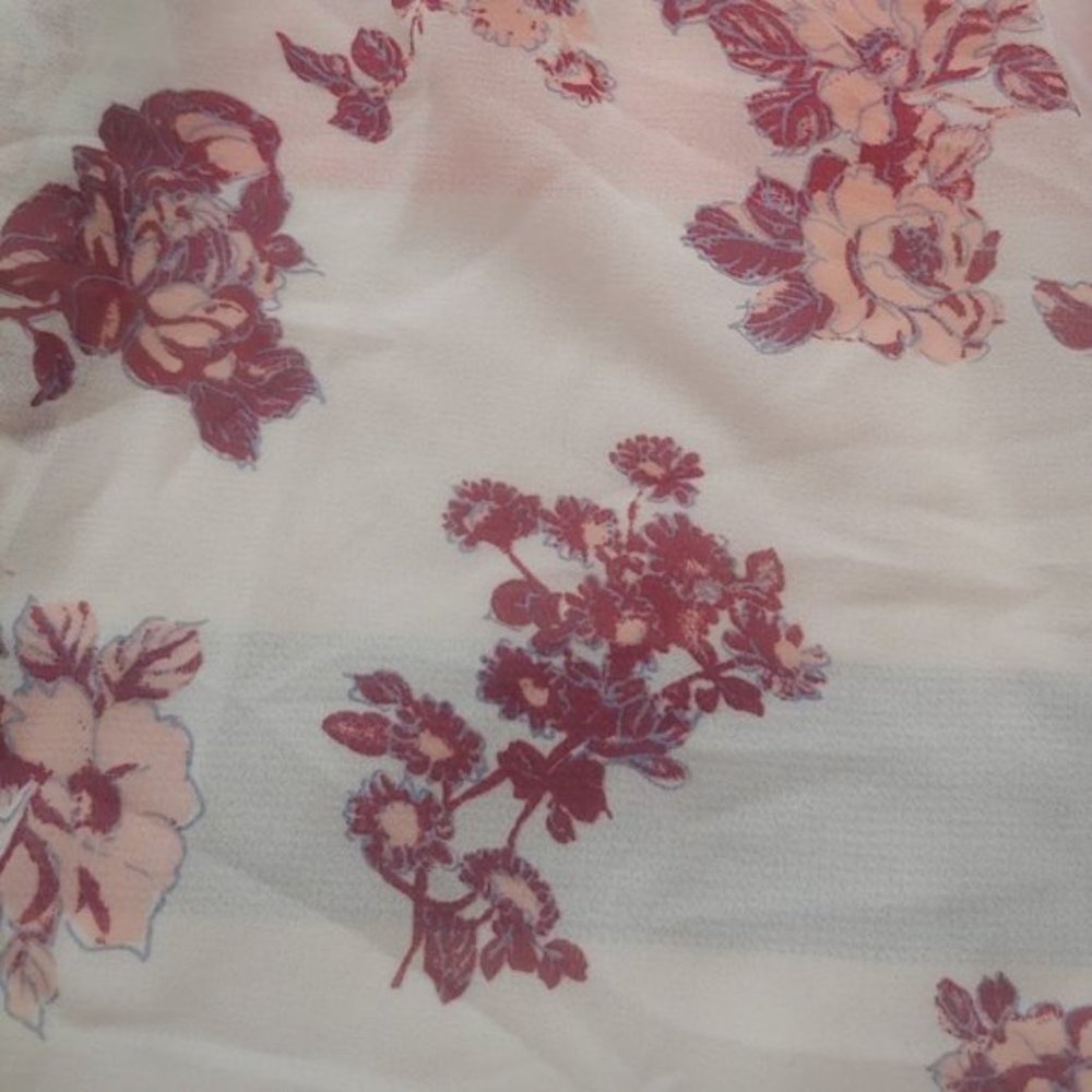 Modcloth Be Buzzworthy White Chiffon Blouse Floral - Picture 2 of 15
